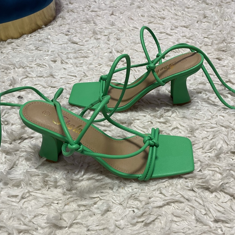 Shein green lace up heels